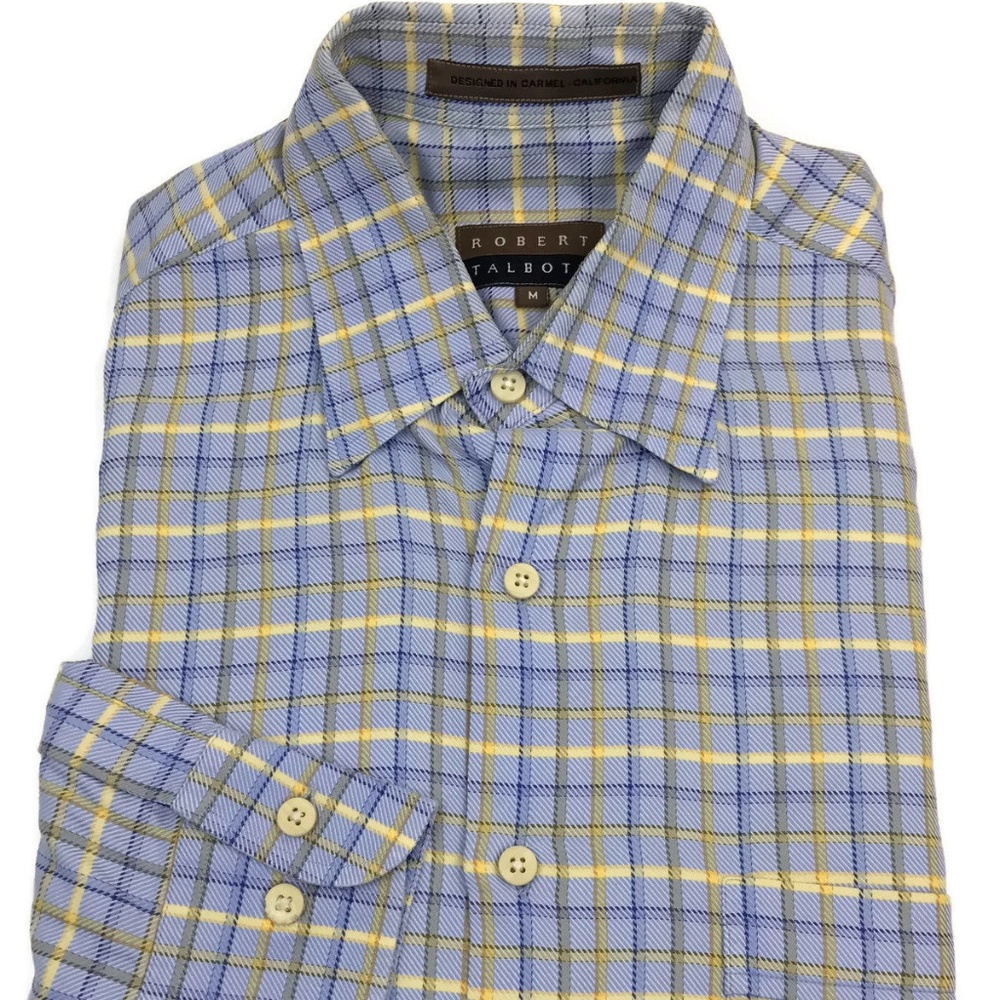 Robert Talbott Carmel Shirt Blue Plaid Check Sz M